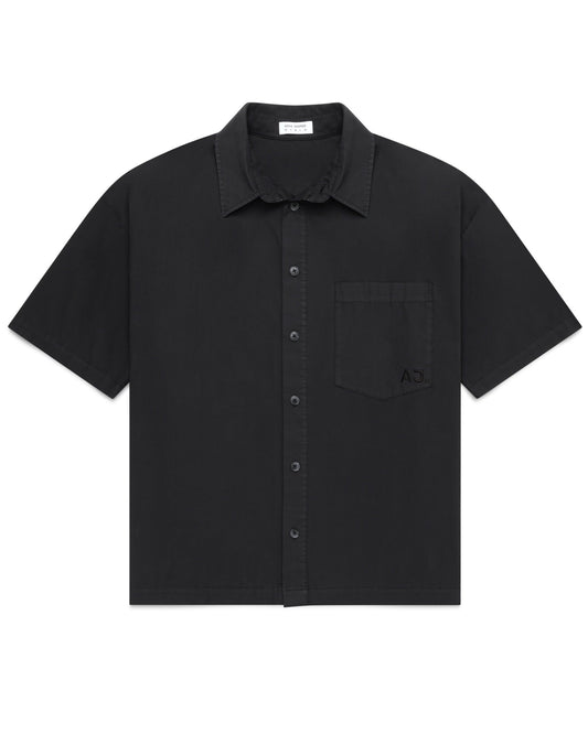 Poplin Initial Shirt. Washed Black - ASHA JASPER.
