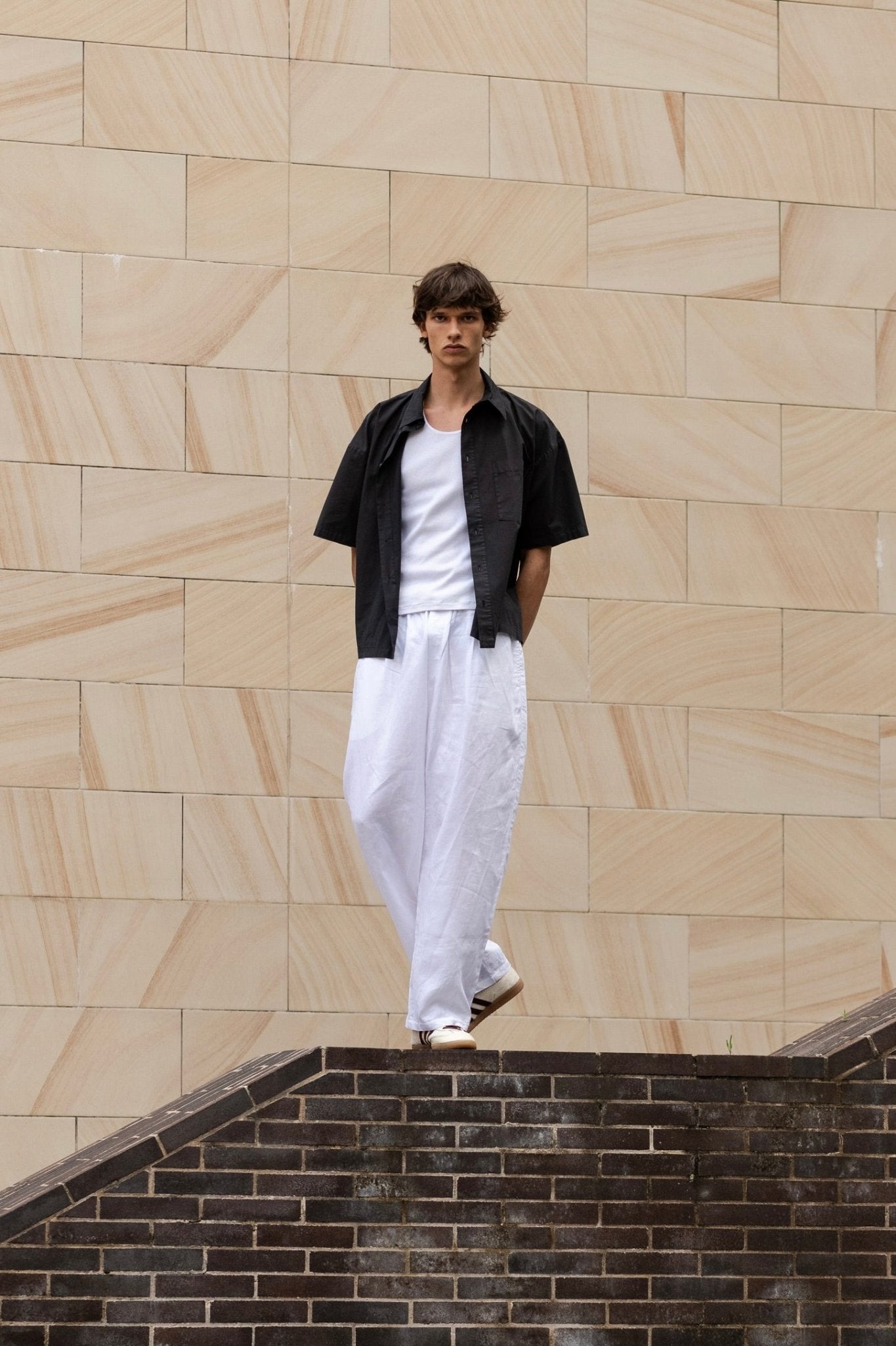 Poplin Initial Shirt. Washed Black - ASHA JASPER.