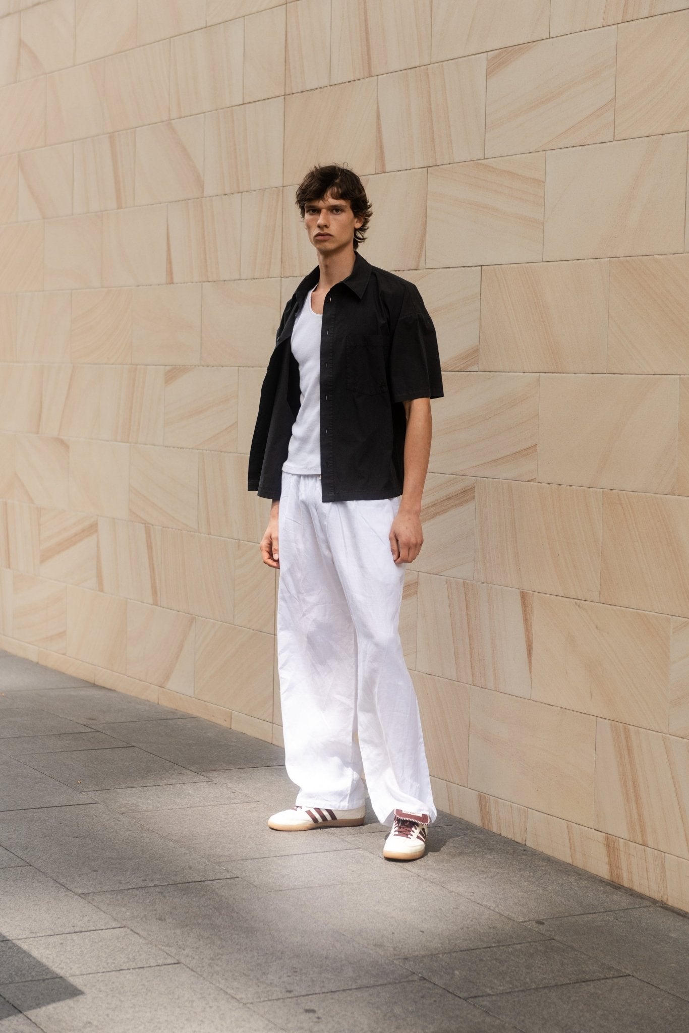 Poplin Initial Shirt. Washed Black - ASHA JASPER.