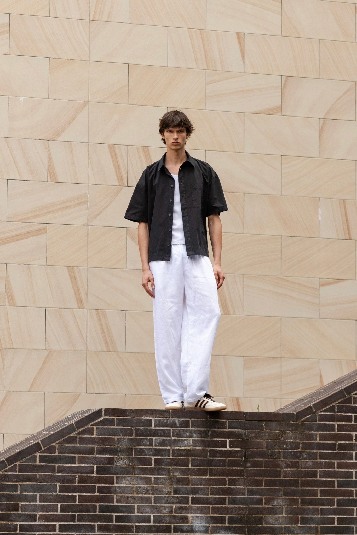 Poplin Initial Shirt. Washed Black - ASHA JASPER.