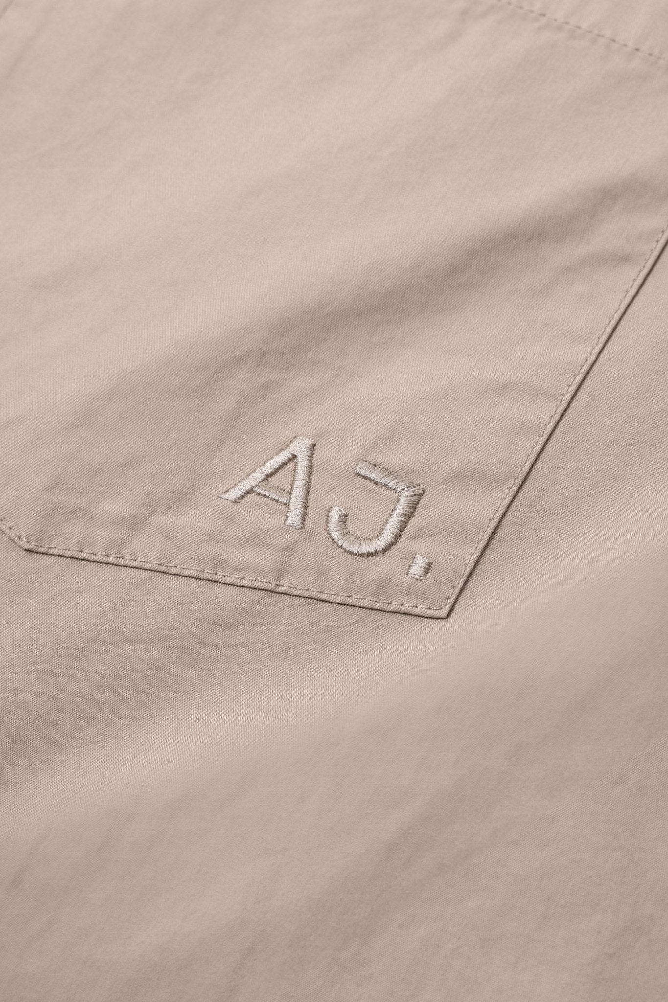 Poplin Initial Shirt. Washed Khaki - ASHA JASPER.